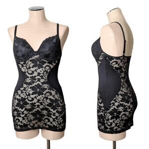 PURE ROMANCE Little Black Dress Lace W/Matching Panty Large L
